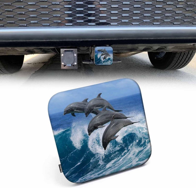 Beabes Dolphin Trailer Hitch Covers for Trucks, Ocean Sea Wildlife Dolphins Jumping Rubber Tow Plug Insert Receiver Tube Cap for Men Women, 2 Inch Hitch Cover - Image 1